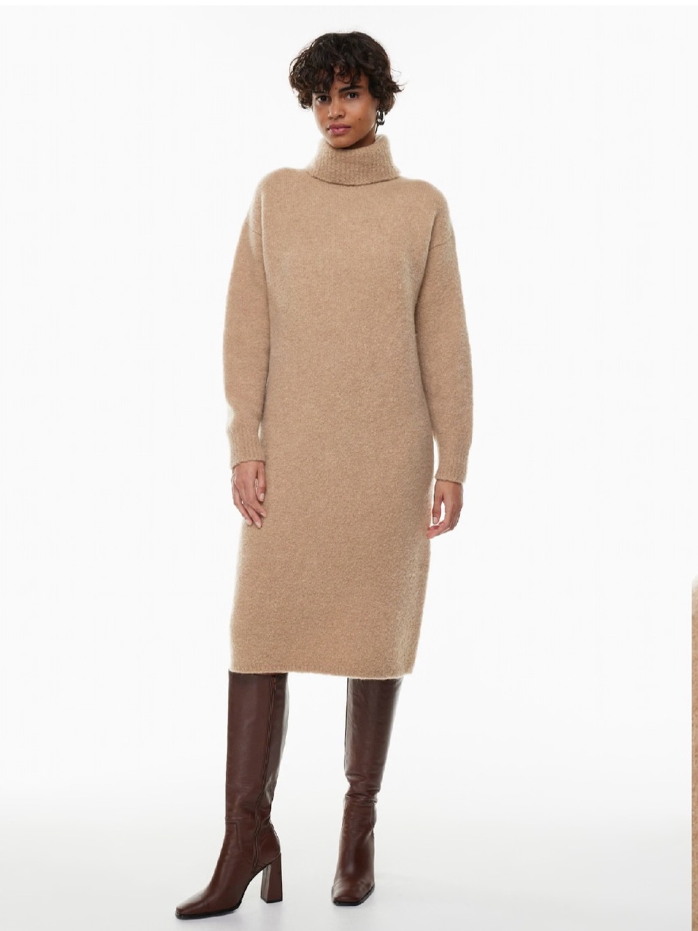 Wilfred Aritzia Tan Taylor Merino Wool Midi Dress Size XXS
